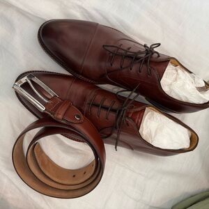 Men’s 11 Beckett Simonon Brown Cap-Toe Oxford with Matching Belt